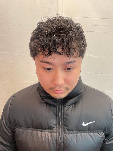 MEN'S HAIRマッシュウルフアッシュブラックカルマパーマ