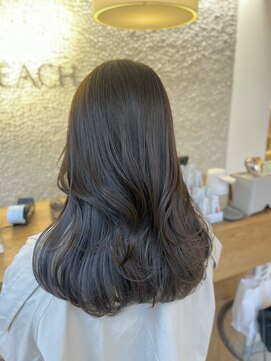 ビーチ(BEACH) ミントブラウン暗髪透け感カラーブリーチなしカラーレイヤー