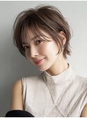 大人可愛い40代50代くびれショートボブ丸みショート