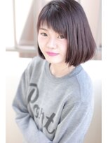 ヌーム 塚本店(NOOM) 耳かけボブ シースルーからのおん眉 あまからスタイル