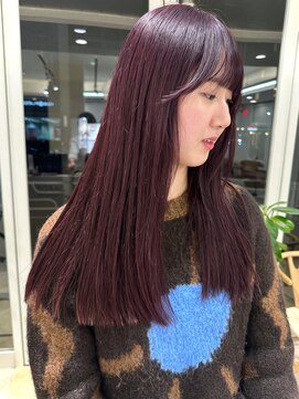 ガーデンヨコハマ(GARDEN YOKOHAMA) チェリーレッド切りっぱなしフェミニンロング似合わせカット暖色