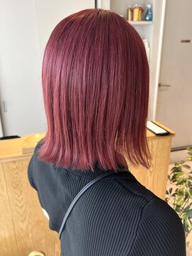 トリート 津田沼店(TREAT) チェリーレッド/切りっぱなしボブ/艶ボブ