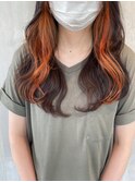 インナーカラー　オレンジインナーカラー　デザインカラー