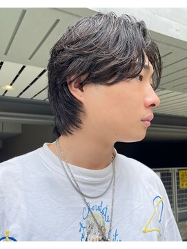 ナループロアオハナ(Nalu pu loa ohana) ショートウルフニュアンスパーマメンズミディアムメンズウルフ