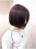 切りっぱなしボブ/タッセルボブ/ピンクカラー/ボルドーカラー
