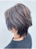 ショートウルフ×白髪ぼかしインナーハイライト