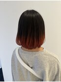 10代20代裾カラーボブスタイルブラッドオレンジ