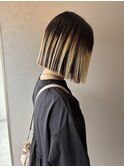 -高知 id-【白髪ぼかし】ぱっつりボブのプレイングカラー
