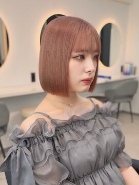 ラピス 福岡天神店(Lapis) タッセルボブ×ピンクベージュ