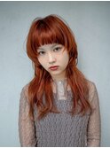 【GEEKS渋谷】ハッシュカット/ロングウルフ/ワンブリーチ/暖色系
