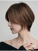 表参道白髪ぼかし顔周りレイヤーくびれショートボブアッシュ40代