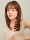 エアリーカール薄め前髪レイヤーカットナチュラルカール