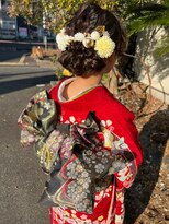 ナカオコアフュール(NAKAO COIFFURE)&nbsp;成人式　振袖着付け　ヘアセット　アップスタイル×お花
