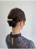 <長まなみ>結婚式パーティお呼ばれに◎ゆるふわ編み込みシニヨン