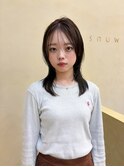 切りっぱなしボブ小顔カットグレージュミルクティ