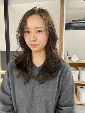 ロングレイヤー×グレージュ