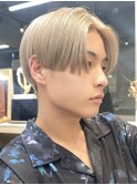 メンズブリーチマッシュハイトーンダブルカラーベージュカラー