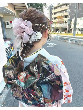 プレデフリュー 北白川本店(PUREE de FLEURS) 編みおろし着物ヘア