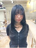 レイヤーカット顔まわりレイヤーワンカールくすみカラー透明感