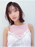 オリーブベージュショートミニボブグレージュブリーチレイヤー