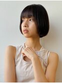 ボブ 黒髪 ココアブラウン ナチュラルブラウン 前髪 カラー 艶