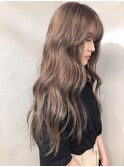 クリアベージュ_耳かけウェーブパーマフォギーベージュ