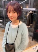 ダークパープル×ナチュラルショートボブ