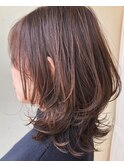 オレンジインナーカラー/ケアブリーチ/透明感