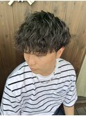 波巻きパーマ　マッシュ　メンズカット