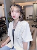 20代30代40代ダブルカラー透明感毛先パーマ肩ライン外ハネ