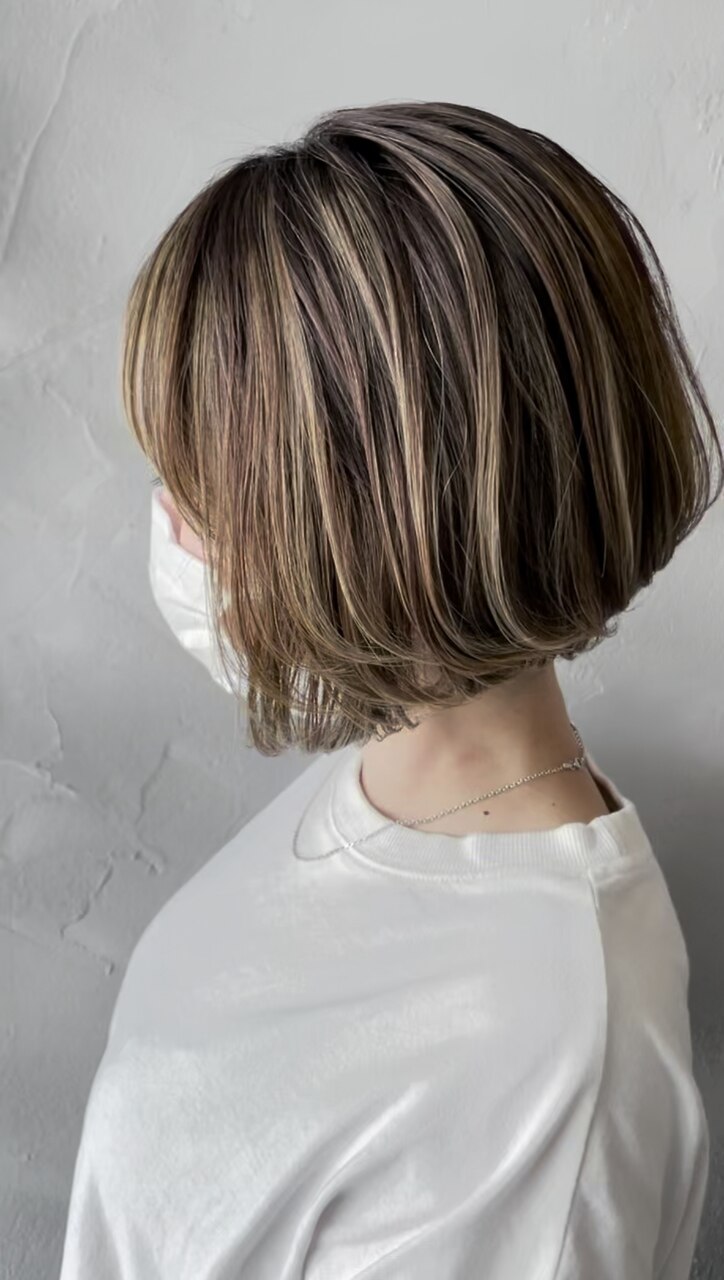 No.465 テディベア　ライトベージュ×アップリケスタイ Ars hair 3Dハイライト×ベージュカラー（ホイル25枚