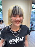 大人可愛い切りっぱなし外ハネスタイル×ハイライトカラー