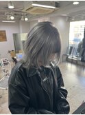 シルバーウルフフェミニンロング似合わせカットブリーチ所沢