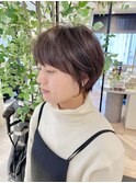大人可愛いショート/小顔/ハイライト/白髪ぼかし/30代/40代