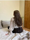 20代30代オリーブグレージュくびれヘア韓国レイヤーロング
