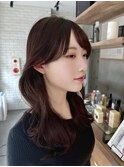 大人くびれ韓国風レイヤー顔周りレイヤー艶ウェーブ暖色カラー