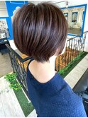 丸みショート 縮毛矯正 顔周りカット 大人ショートボブ
