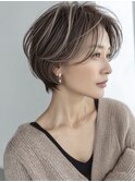白髪ぼかし脱白髪染め似合わせショートボブ40代50代60代♪