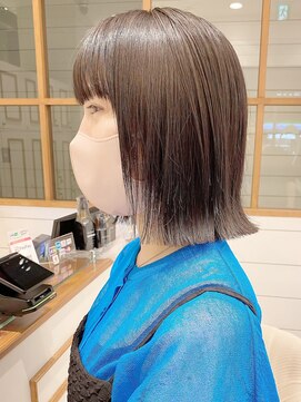 ネオリーブ アンド 渋谷店(Neolive &) 斜めバング/グレージュカラー/シルキーベージュ/韓国/渋谷