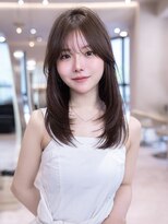 イオ 本厚木(io)&nbsp;ミディアムくびれヘア顔周りレイヤーカット髪質改善縮毛矯正