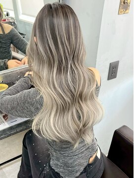 オズ 郡山駅前店(OZ) ケアブリーチベージュで柔らか質感ダブルカラーパープルで透明感