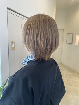 【ダブルカラー】全頭ブリーチ/ミルクティーベージュ/透明感