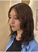 ミディアム/ボブ/レイヤー/顔周りレイヤー/艶カラー/パーマ
