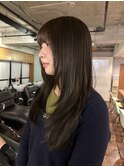 レイヤーカット顔まわりレイヤーオリーブベージュ赤み消しカラー