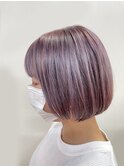 透明感パープル/上品ダブルカラー/まとまり感/艶ボブ