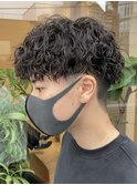 ツイストスパイラルパーマ波巻きスパイラルパーマツーブロック