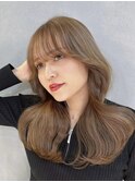 韓国ヘアレイヤーカット顔周りカットブリーチなしダブルカラーA