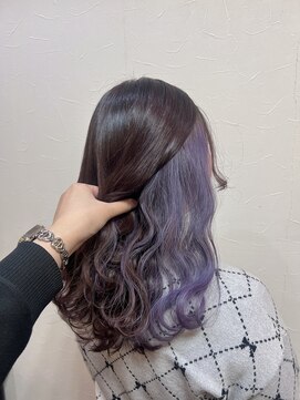 キャラ 池袋本店(CHARA) ムラサキ色でフェイスフレーミング【池袋イヤリングカラー】