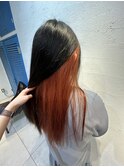 ブリーチ1回~インナーカラーコーラルレッド池袋東口