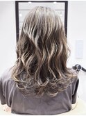 夏くびれヘアアプリコットオレンジハイライトカラー
